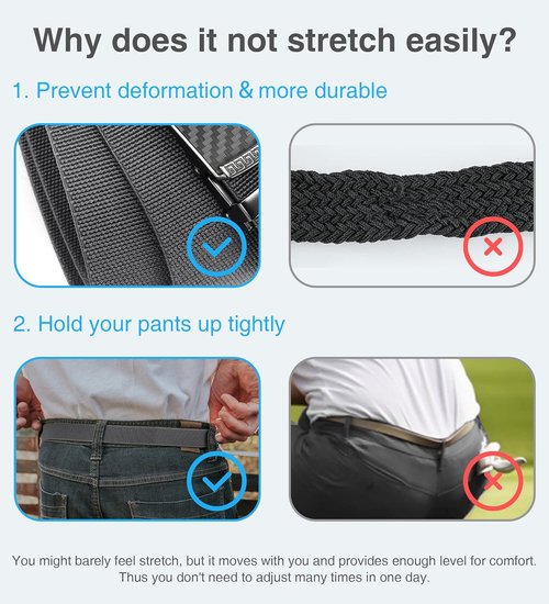 CHAOREN Men's Stretchable Golf Belt - Adjustable Elastic Nylon Webbing for Casual Wear