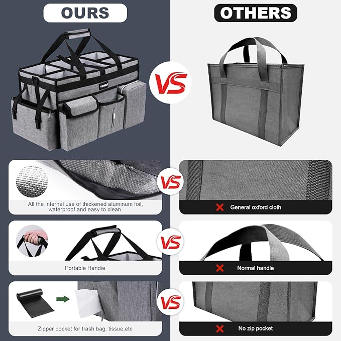 Extra Large Cleaning Caddy Bag with Rigid Support Board, Cleaning Organizer Tote with Detachable Divider, Adjustable Shoulder Strap & Waist Belt, Cleaning Supply Carrier for Cleaners & Housekeepers