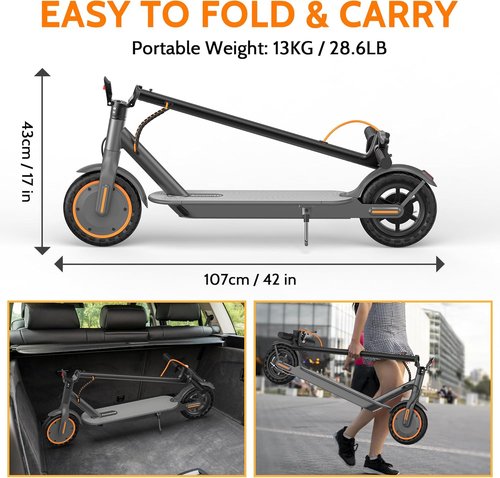 Aovowheel Electric Scooter - Folding E-Scooter with 250W-500W Motor | 16-24 MPH Top Speed, 15-60 Miles Range, Solid Tires
