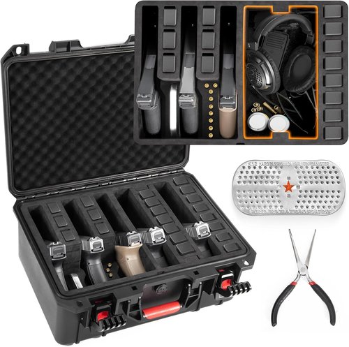 Kinghardcase Gun Cases - Shockproof & Waterproof Handgun Case for 5 Pistols | TSA Approved Travel Case