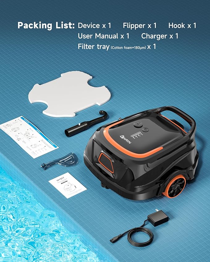(2026 Upgraded) A1 Cordless Robotic Pool Vacuum for Above Ground Pools, 120-Min Runtime, Powerful Suction with 180µm Dual Filtration, LED Indicator & 2.5h Fast Charging