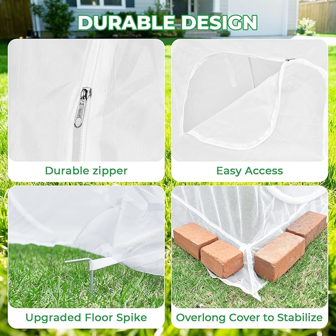 Hiraliy Garden Netting for Raised Beds,Garden Bed Cover Instant Pop-Up,Portable Garder Cover for Raised Garden Bed,Crop Cage for Protecting Plant for Indoor Outdoor,Elevated Bottom,59 X 27.5 X 39