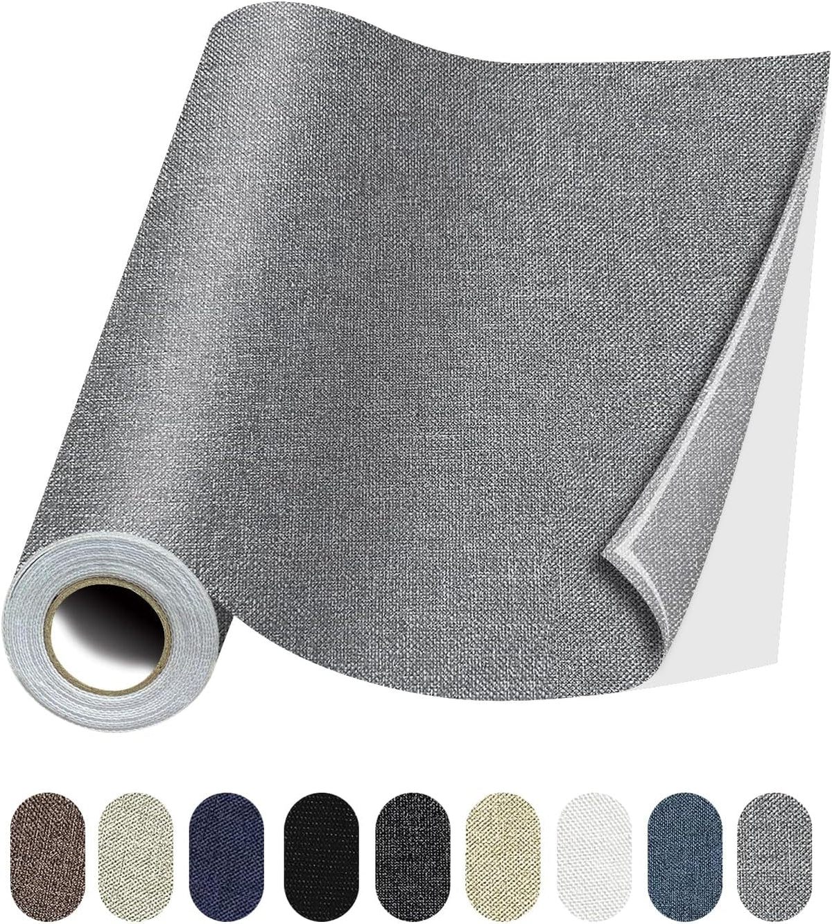 Fabric Repair Patches, Linen Repair Tape Self-Adhesive Fabric Patches Durable, DIY Large Linen Tape for Sofa, Couches, Furniture, Chair, Clothing （3.5X79 Inch, Grey）