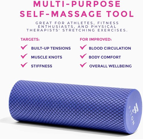 FitOn Recovery Foam Roller - High Density Muscle Massage Roller for Deep Tissue Relief | Compact 12"x4", Purple