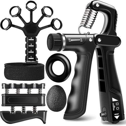 Grip Strength Trainer Kit - Adjustable Resistance Forearm Strengthener | 5 Pack for Muscle Building & Recovery