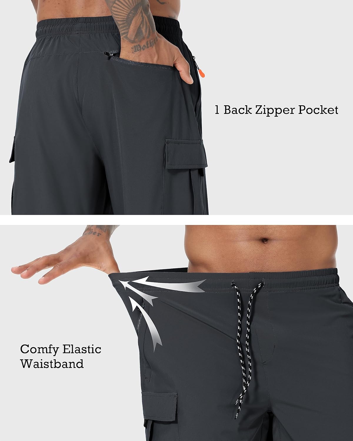 Skiennix Men's Cargo Shorts - Quick Dry Lightweight Stretch Hiking Shorts with 5 Pockets