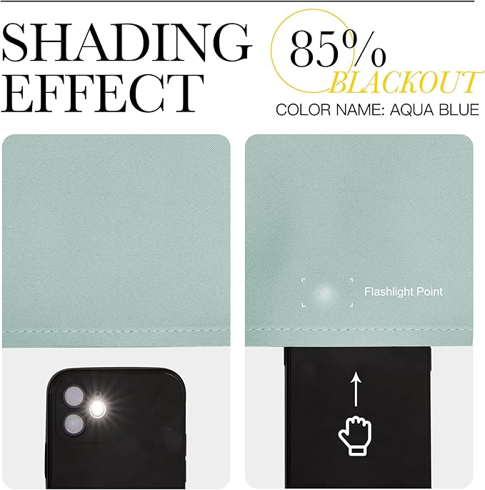 NICETOWN Bedroom Curtains Blackout Draperies, Aqua Blue, 1 Pair, 34-inch W x