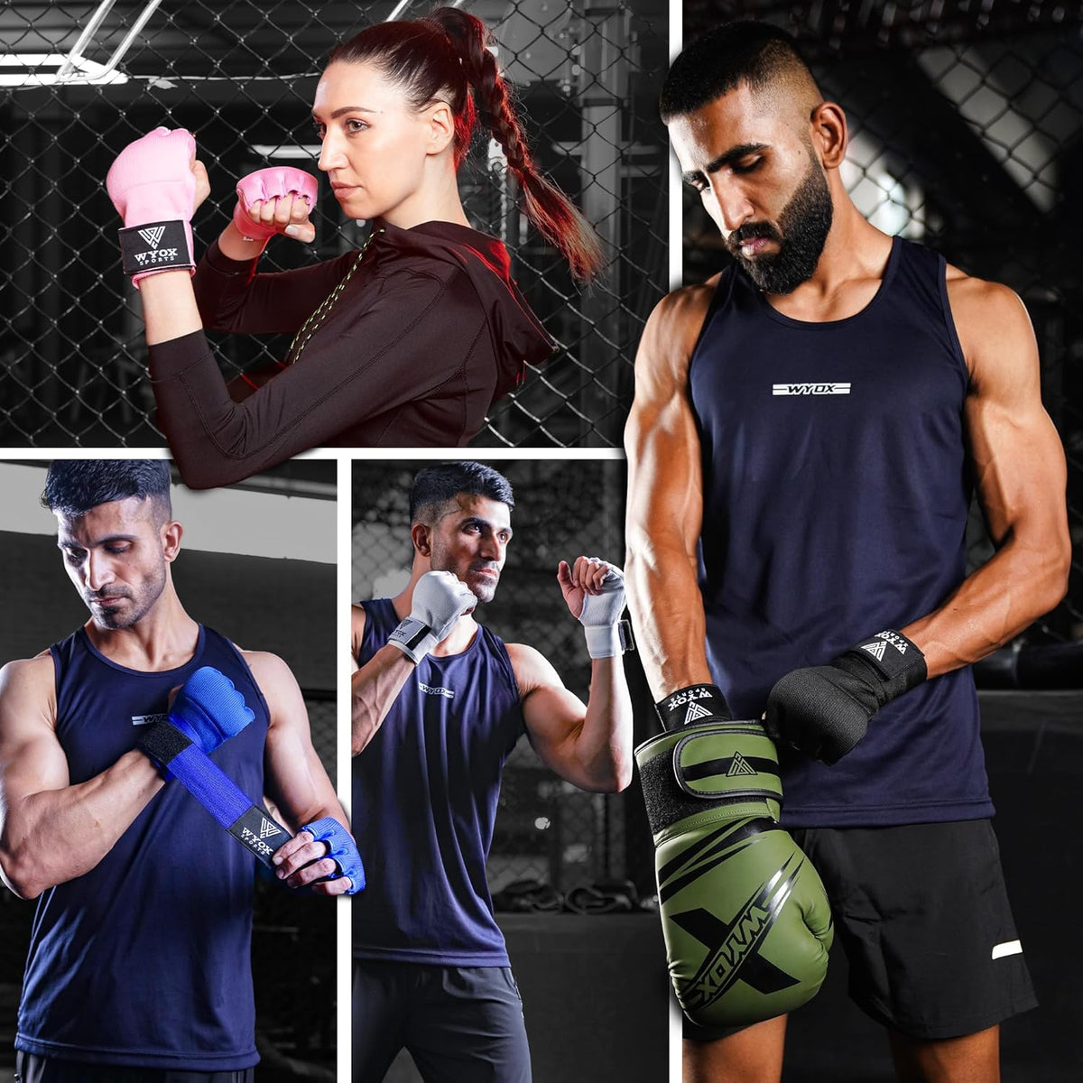 WYOX Gel Boxing Hand Wraps - Padded Knuckle Support & Quick Wrist Strap | 80cm Fingerless MMA Gloves