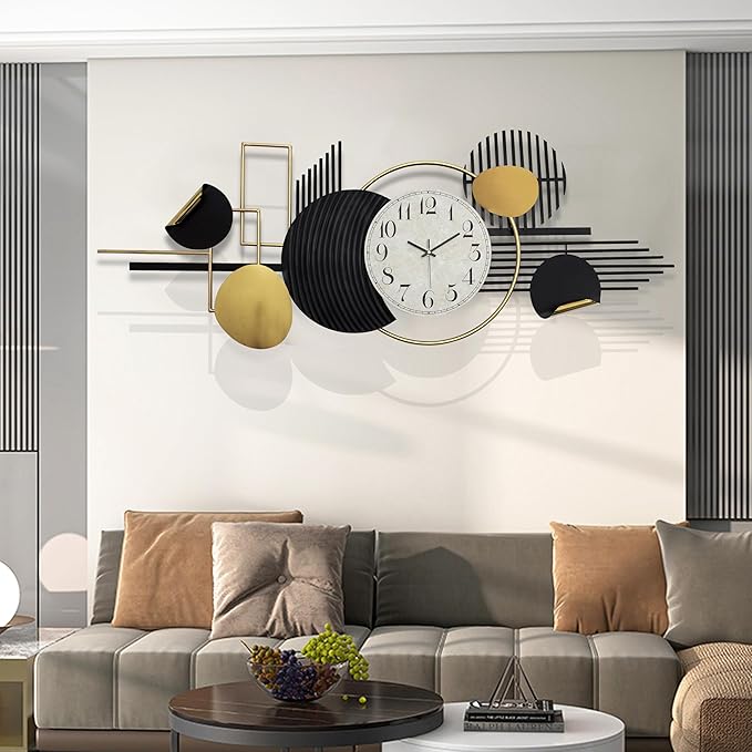 ERMOFAV Metal Wall Art, Abstract Modern Creative Geometric Round Art Decor 56"