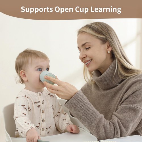 Moonkie Baby Training Cup Set - Sippy Cups for Baby-Led Weaning | 4 Months+ | Blush Color, 2 Pack