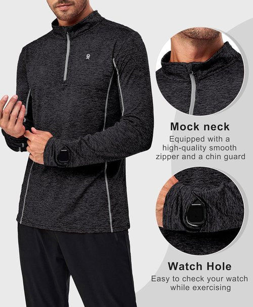 Little Donkey Andy Men's Dry Fit Quarter Zip Pullover - Lightweight Moisture-Wicking Golf & Running Shirt