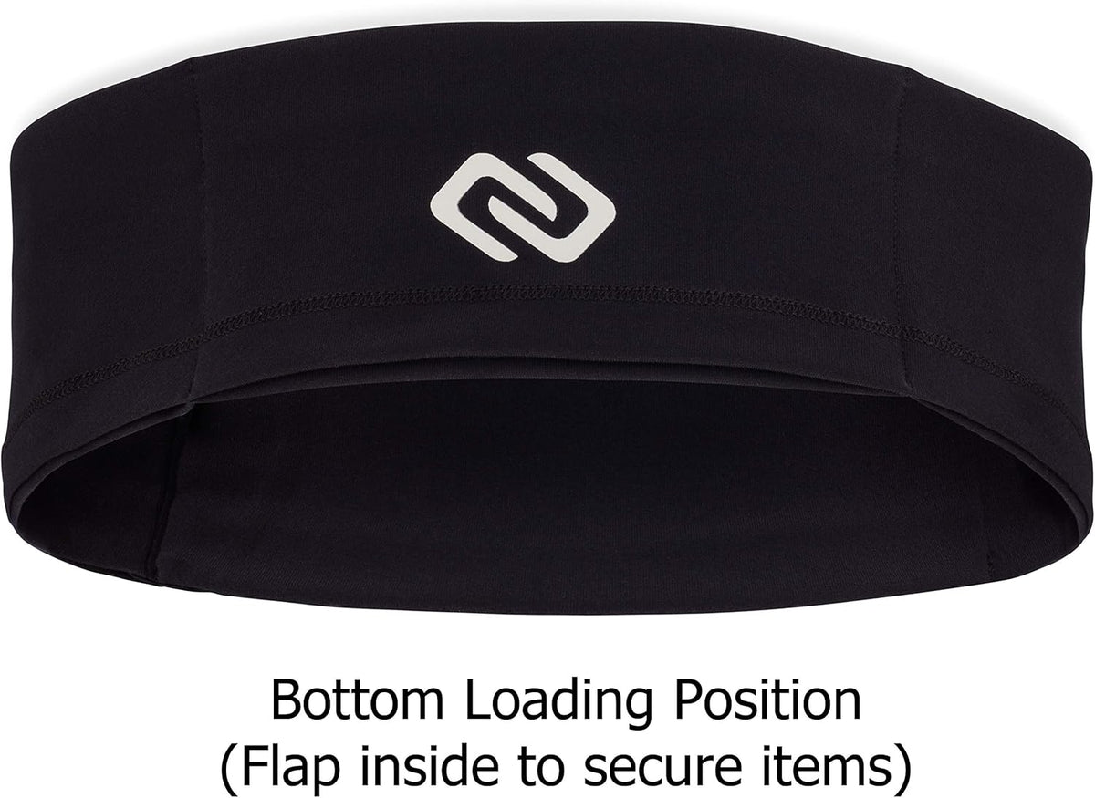 Sporteer VersaSlim Running Belt, Travel Money and Passport Belt, Workout Waist Pack for Smartphones and Personal Items (Black, Medium)
