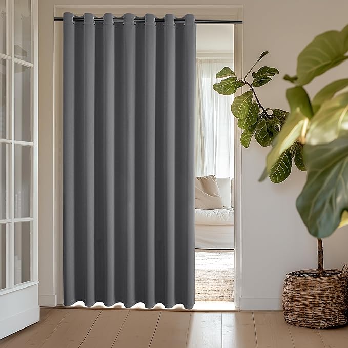 ChrisDowa Room Divider Curtain 108 Inches Long, Wide Blackout Sliding Door