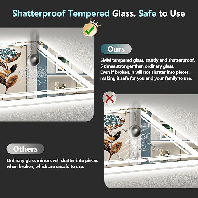 50x36 LED Bathroom Mirror with Lights, Backlit and Front Lit Anti-Fog Lighted