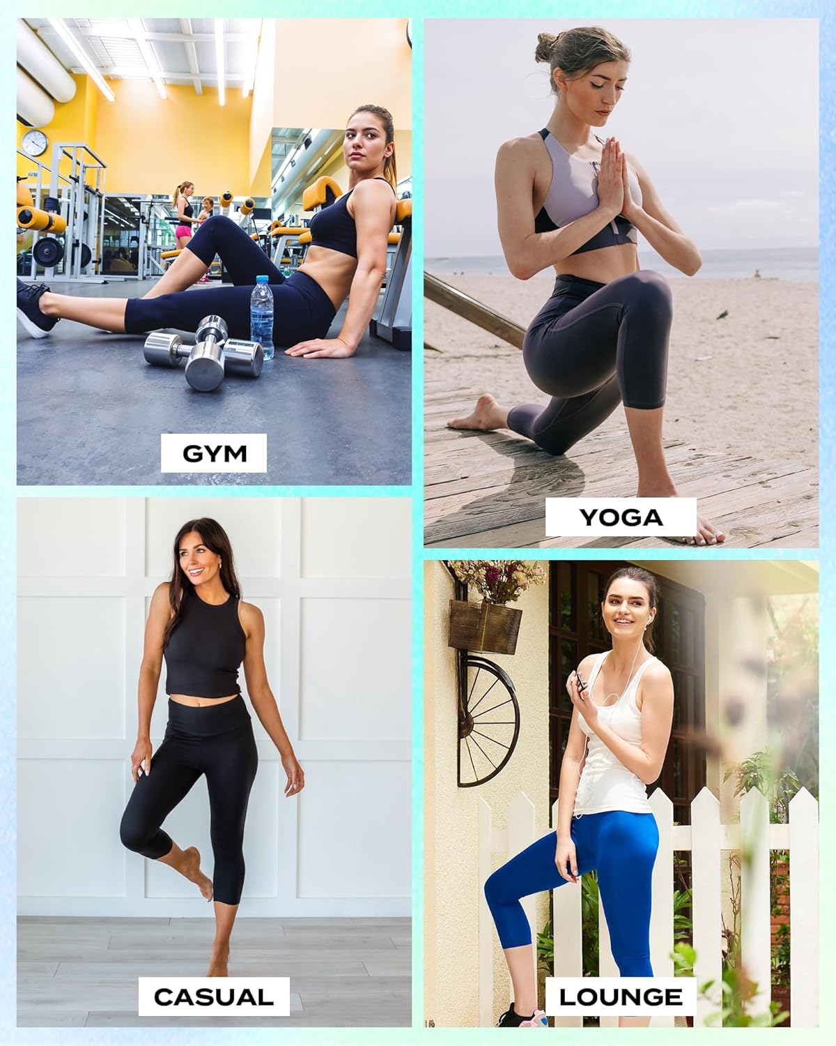 TNNZEET Capri Leggings - High Waisted Tummy Control Black Yoga Pants with Pockets for Women