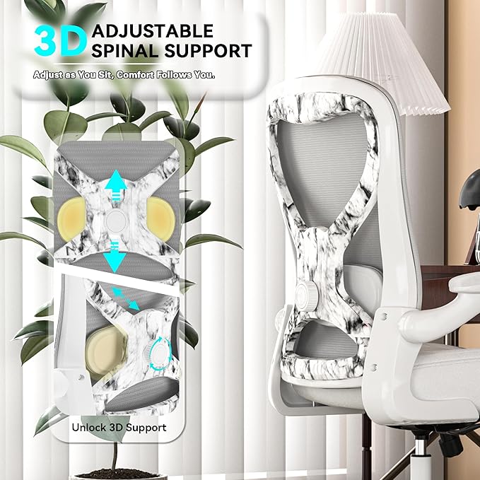 Office Desk Chair with Ergonomic Lumbar Support, Extra-Thick Seat Cushion, Flip-up Arms, Breathable Mesh Back, Computer Task Chair for Home Office
