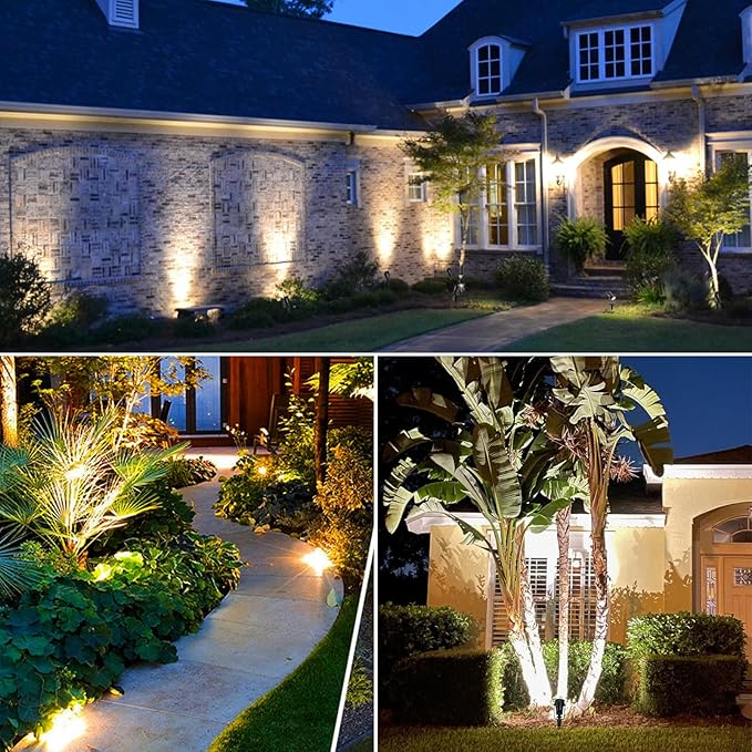 Low Voltage Landscape Lighting, 6 Pack Outdoor Spot Lights with Transformers, 12V Warm White Landscape Spotlights IP65 Waterproof Plug in Outdoor Uplights for Yard House Pathway Tree Pools