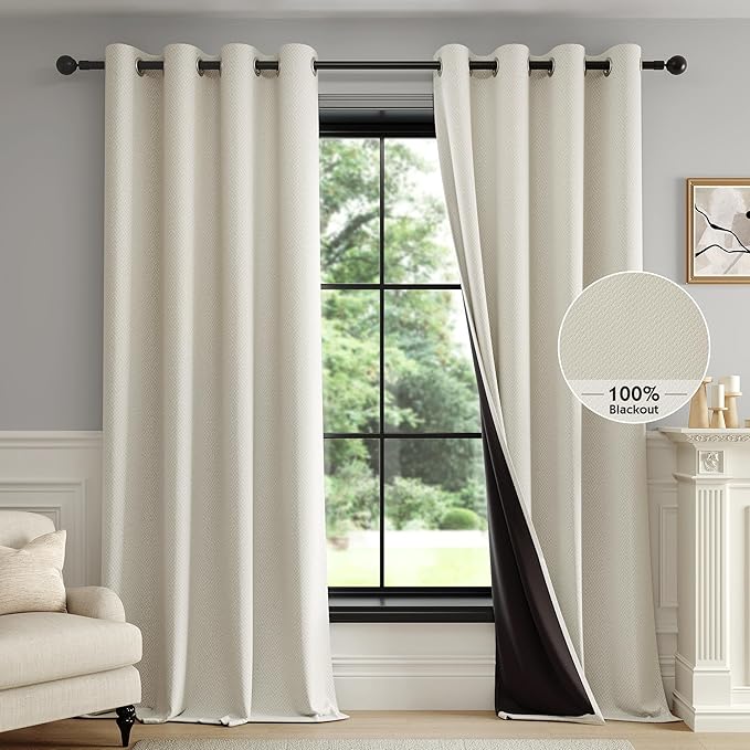 FMFUNCTEX 100% Beige Blackout Curtains