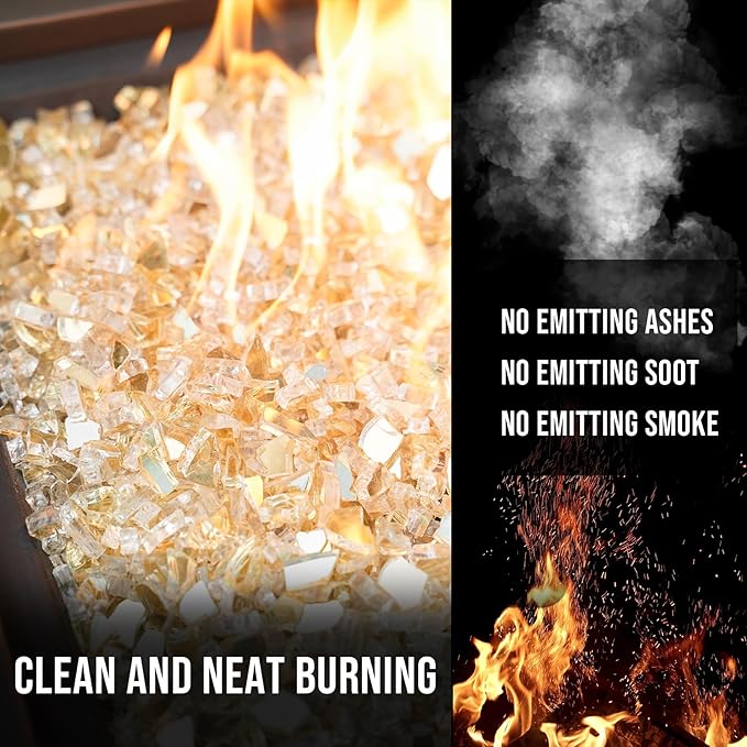 Skyflame High Luster 10-Pound Fire Glass Fire Pit Fireplace Landscaping, 1/4 inch Gold Reflective