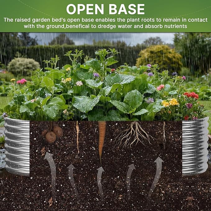 2 Pack Tall 8x4ft Galvanized Raised Garden Bed Outdoor, Metal Garden Bed for Vegetables, Above Ground Garden Box for Flower, Steel Raised Beds for Gardening