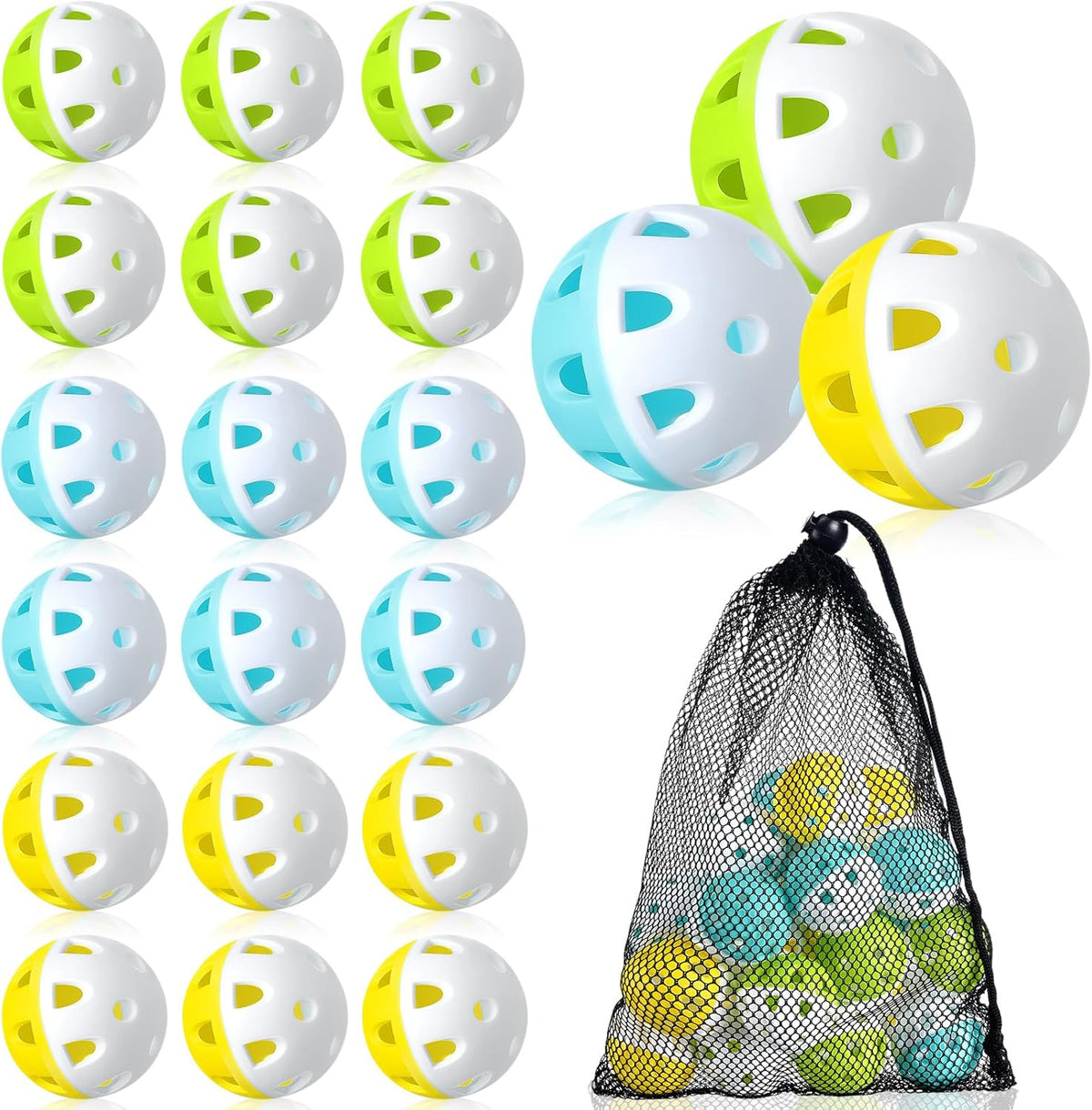 VioraWhite Mini Plastic Baseballs - 1.65 Inch Lightweight Training Balls with Drawstring Bag | 48/24 Pcs Set