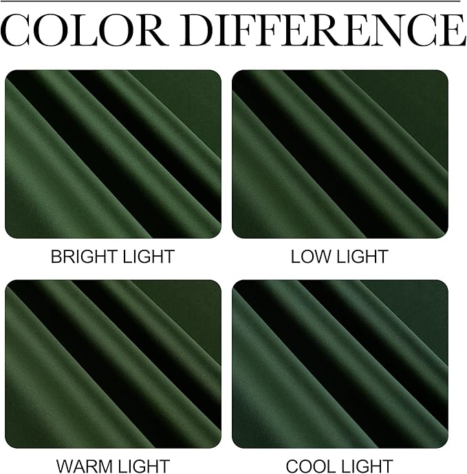 NICETOWN Dark Green Blackout Cafe Satin Curtains
