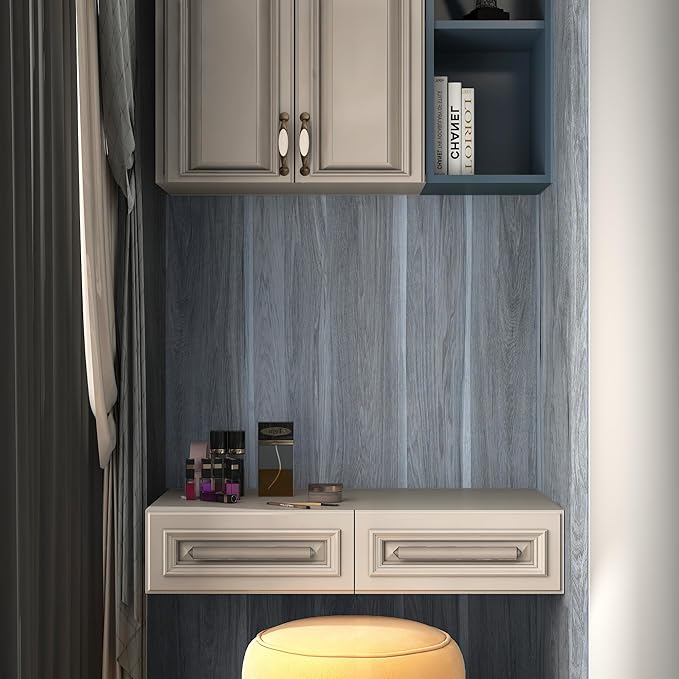 BOMENG Wood Grain Contact Paper Grey Wood Look Wallpaper Peel and Stick