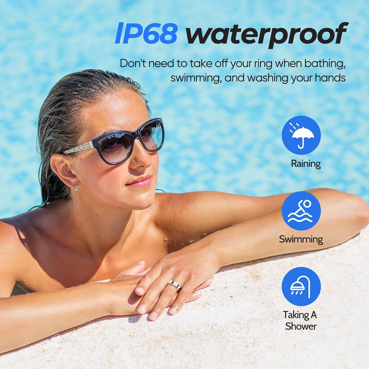 Skiennix Smart Ring Health Tracker - IP68 Water Resistant, Sleep & Exercise Monitoring | Unisex (Rose Gold, Size 11)