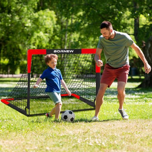 BORNEW Soccer Goals - Portable Pop Up 2 Pack for Backyard & Indoor Play | Sizes 7X5, 6X4, 4X3 ft