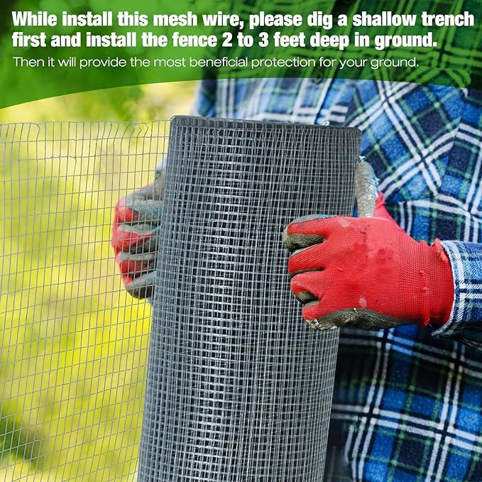 Tatuo Hardware Cloth 1/2 Inch 48 in x 300 ft Hot Dip Galvanized After Welded Cage Mesh Rolls 21 Gauge Metal Chicken Wire Roll Wire Fencing Poultry Netting for Raised Garden Rodent Animals(Silver)