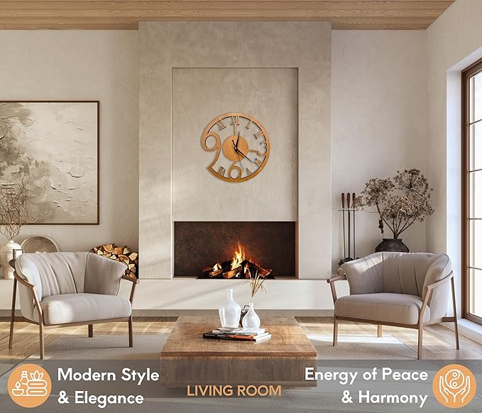 Rizalit Wood Wall Clock Artistic Modern Classic Style Unique Design 11.5 Inch