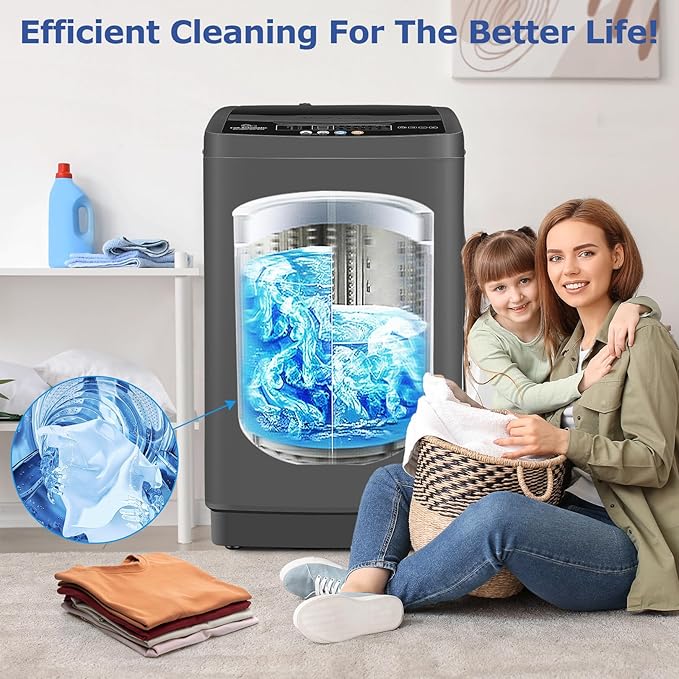 Nictemaw Portable Washing Machine 20Lbs Portable Washer with Drain Pump, 2.8 Cu.ft Compact Washer Machine with 10 Programs 8 Water Levels Compact Laundry Machine for Apartment, Home, Dorms, Rv
