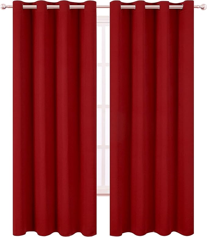 LEMOMO Blackout Curtains 66 x 95 inch/Red Curtains Set of 2 Panels/Thermal
