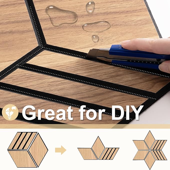 Mollywell Acoustic Panels, PVC Wood-Grain, 14x12 Inch Hexagon Carved Sound