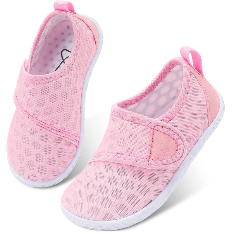 LeIsfIt Toddler Water Shoes Boys Girls Barefoot Aqua Socks Kids Breathable Quick-Dry Swim Shoes for Beach Pool Surf, Pink, 9 Toddler