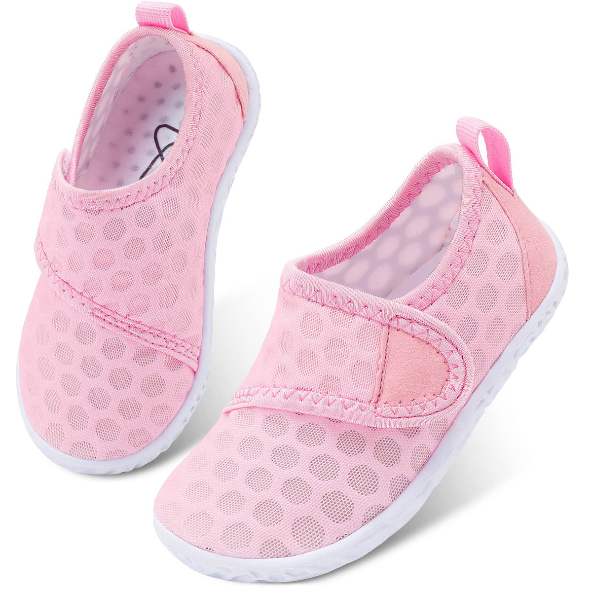 LeIsfIt Toddler Water Shoes Boys Girls Barefoot Aqua Socks Kids Breathable Quick-Dry Swim Shoes for Beach Pool Surf, Pink, 7 Toddler