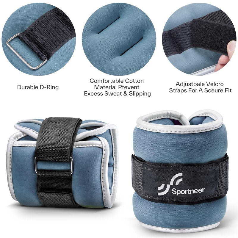 Sportneer Ankle Weights Wrist Weights -0.5 1 2 3 4 5 Lbs Pair for Men Women Kids Strength Training Wrist and Ankle Weights Set Comfortable and Soft Perfect for Dancing Running Walking Fitness Workout