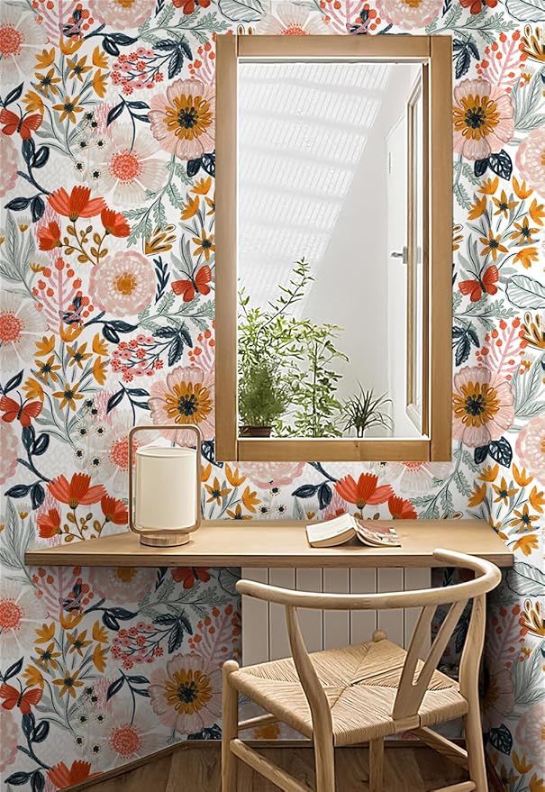 HAOKHOME Boho Peel and Stick Wallpaper Floral Wall Paper Removable