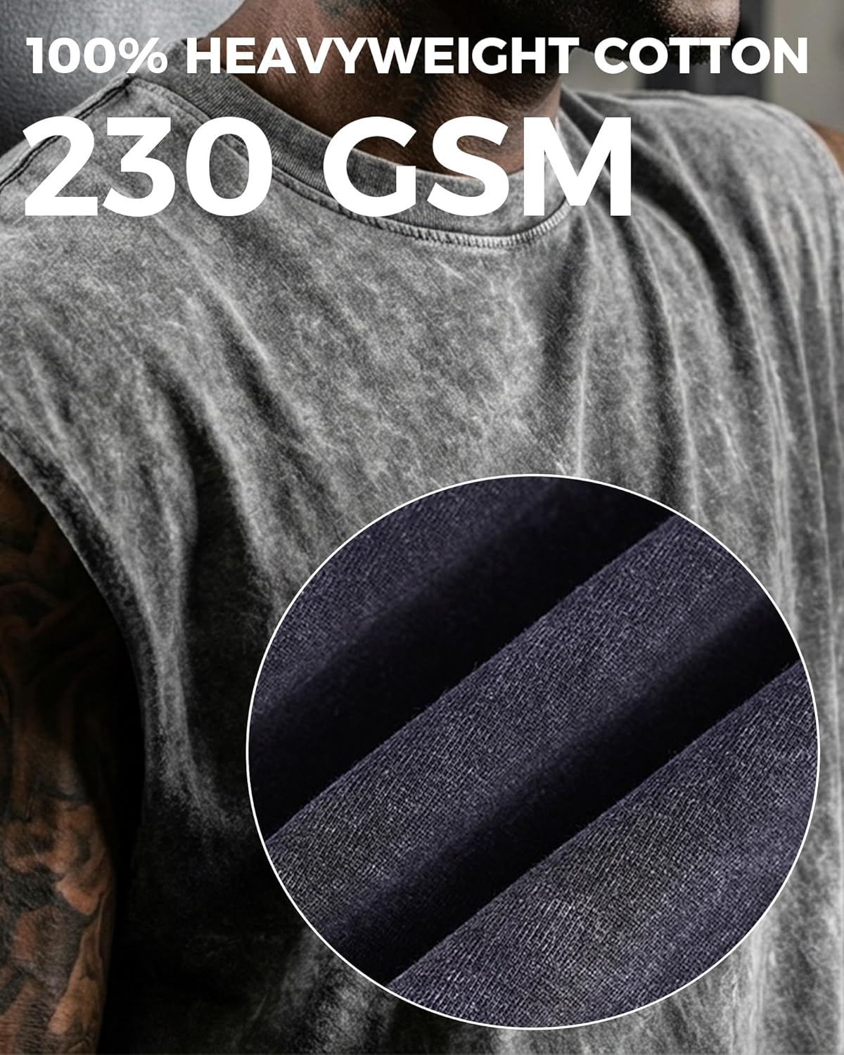 Skiennix Sleeveless Muscle Tank Tops - Vintage Washed 3 Pack Heavyweight Cotton Gym Tees