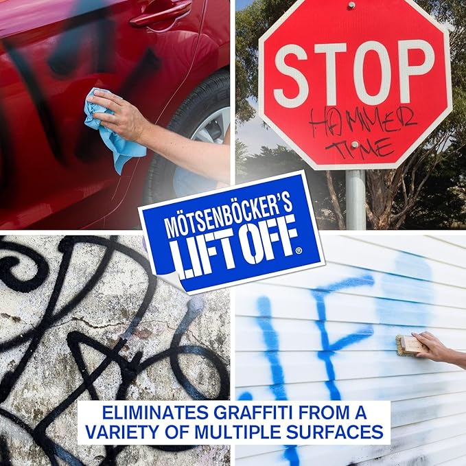 Motsenbocker's Lift Off 41201-4PK Spray Paint and Graffiti Remover – Removes Spray Paint, Acrylic, and Enamel – Safe for Wood, Metal, Concrete, Plastic – Water-Based Formula – 1 Gallon (Pack of 4)