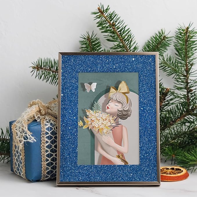 CRE8TIVE Blue Glitter Wallpaper Border Peel and Stick Wall Border Decorative