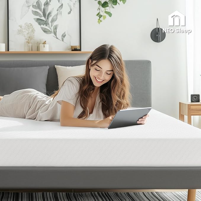 Neo Sleep 8 Inch Full Cooling Gel Memory Foam Mattress Medium Firm CertiPUR-US Certified Foam, Mattress in a Box Enhanced Pressure Relief Removable Soft Cover No Fiberglass (Full, 8 in)