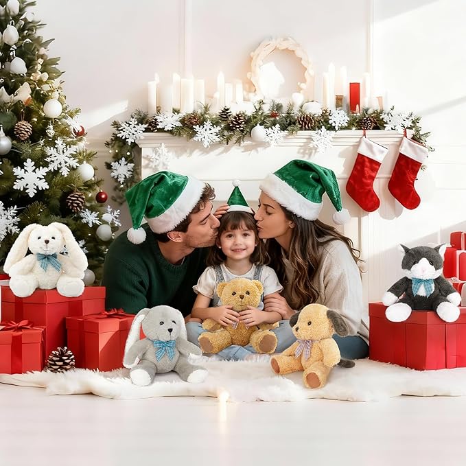 MaoGoLan 5 Pack Soft Stuffed Animals Bulk 13'' Cute Plush Toys Party Favors Bundle for Kids Teens Girls - Teddy Bear, Floppy Bunnies, Dog, Cat - Baby Shower Decor Christmas Easter Gift