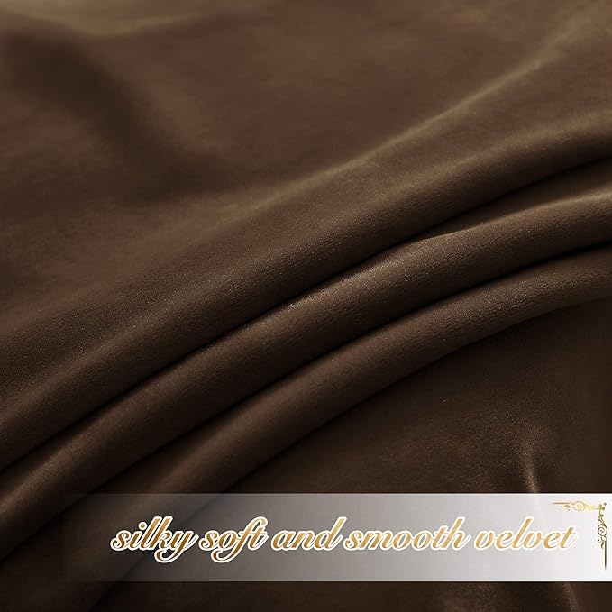 NICETOWN Brown Velvet Curtains, Thermal Insulated Sound Reducing Heavy Matt