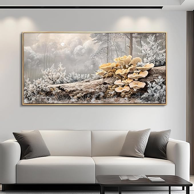 QIYILEXWART Canvas Wall Art For Living Room Large Wall Decor For Office Bedroom Decorations Moonlit Forest Mushroom Landscape Pictures Farmhouse Painting Artwork Room Wall Mural Home Decor 30x60 In