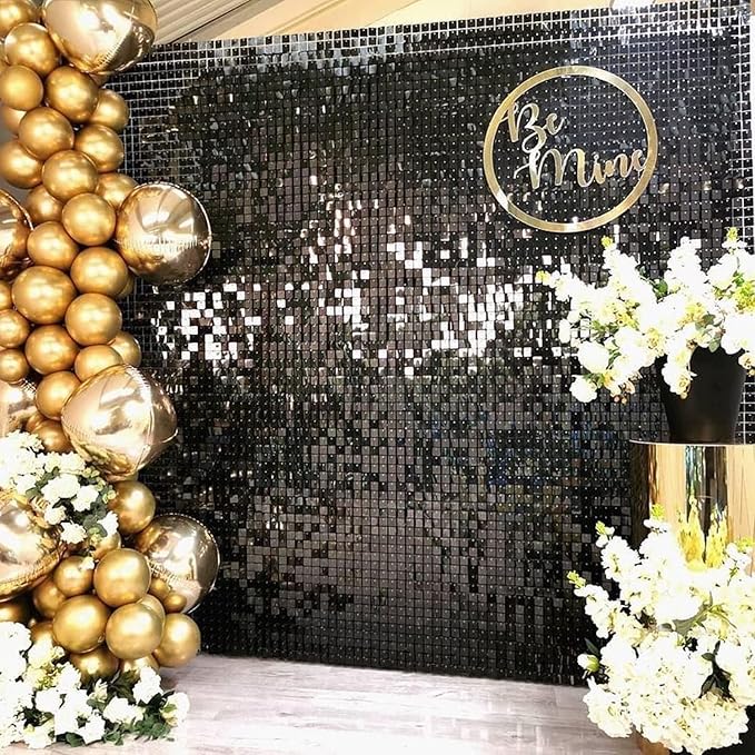 COKAOBE Black Shimmer Wall Backdrop, Photo Backdrops