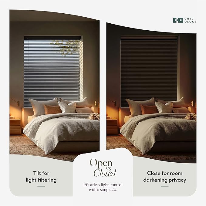 CHICOLOGY Cordless Mini Blinds for Indoor Windows, 18.25" W x 36" H, Light