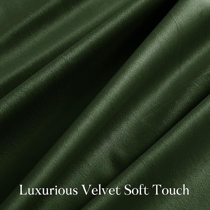 NICETOWN Green Velvet Curtains 108 inches