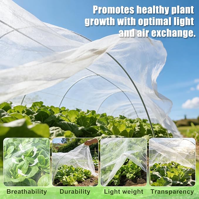 FEED GARDEN Garden Netting 8x33FT Ultra-Fine Mesh PE Cover for Vegetables Fruits Garden Row Cover Raised Bed Durable Protection from Birds Animals