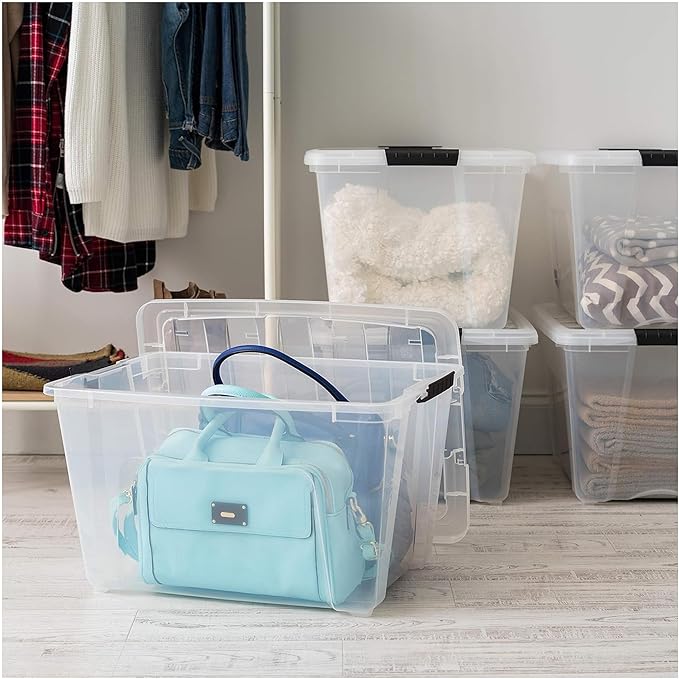IRIS USA 8 Pack 54 Qt Storage Bins Plastic Gasket Box with Tight Latching Lids